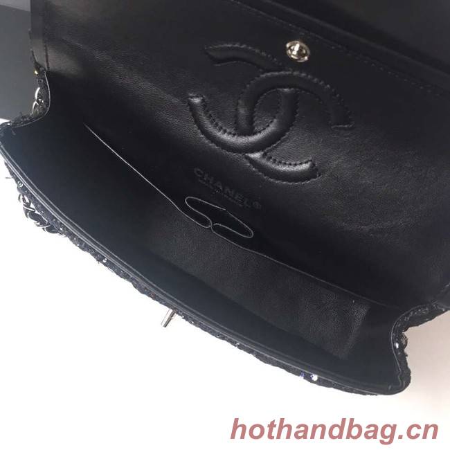 Chanel classic handbag Tweed Braid & Silver-Tone Metal A01112-2