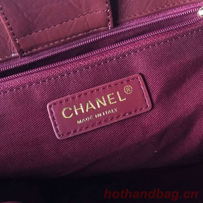 Chanel large shopping bag Aged Calfskin & Gold-Tone Metal A57974 Burgundy