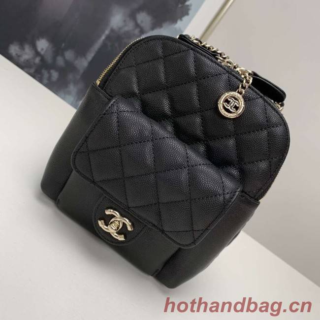 Chanel Grained Calfskin & Gold-Tone Metal backpack AS0003 black