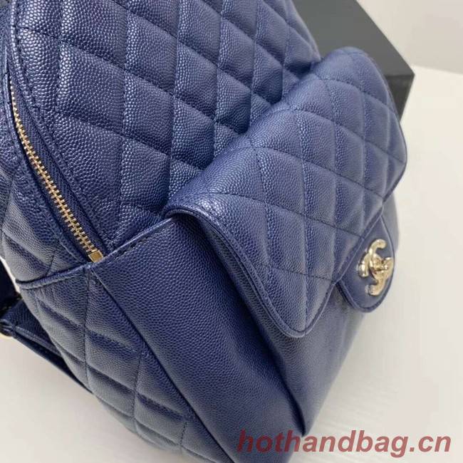 Chanel Grained Calfskin & Gold-Tone Metal backpack AS0004 blue