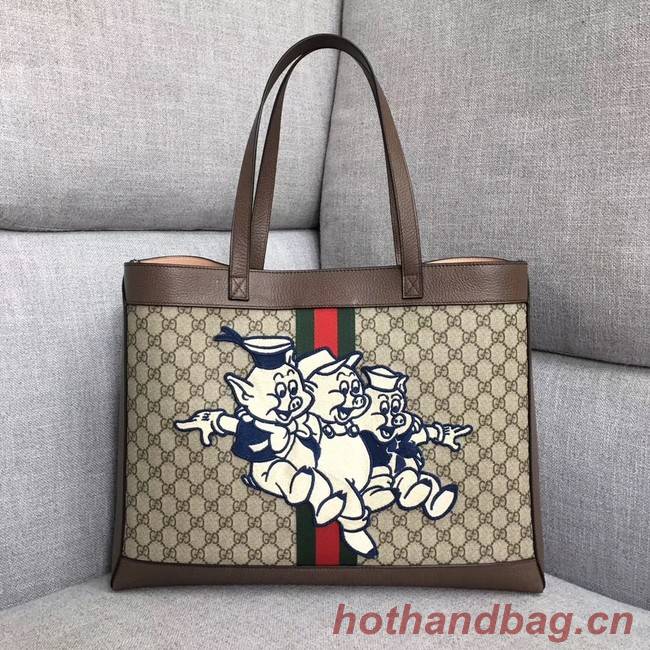 Gucci Ophidia GG tote with Three Little Pigs 547947 brown