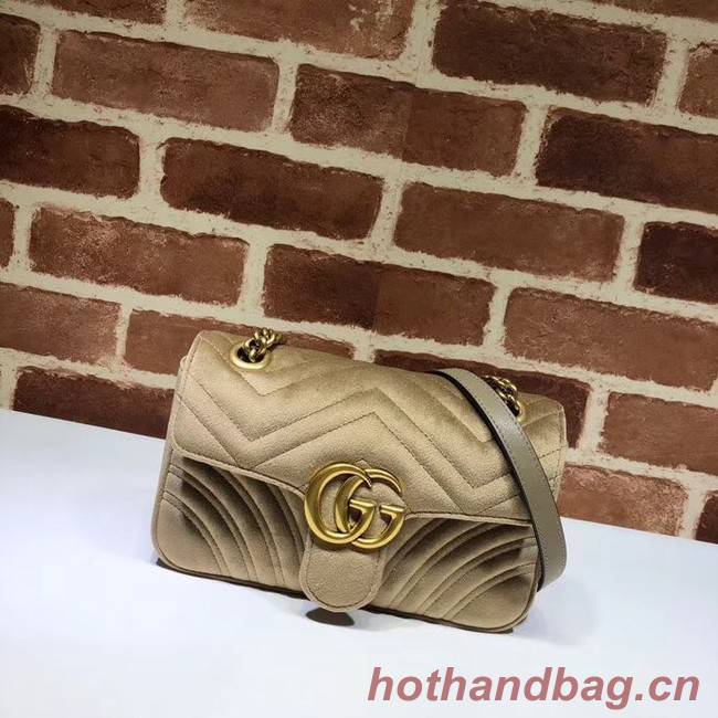 Gucci Velvet GG Shoulder Bag 446744 Khaki