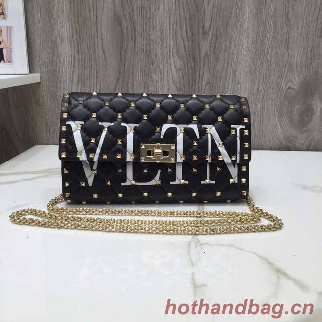 VALENTINO Rockstud quilted leather cross-body bag 5830 black