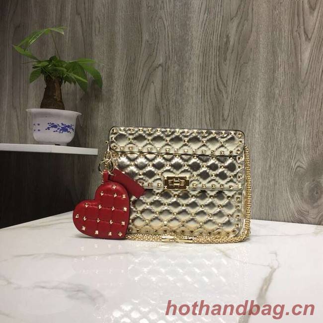 VALENTINO Rockstud quilted leather bag 0027 gold