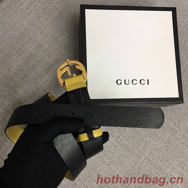 Gucci Leather belt with Double G buckle 406831 yellow