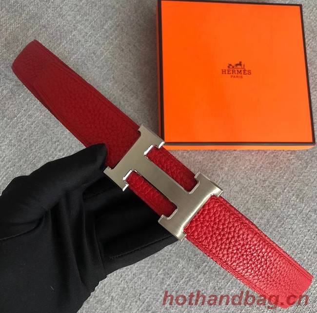 Hermes original togo 2 belt buckle & Reversible leather strap 32 mm H06454 red