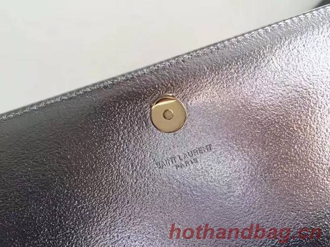 SAINT LAURENT Cassandre leather clutch 57312 Silver