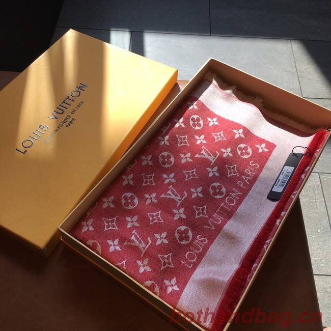 Louis Vuitton MONACO SQUARE Monogram flower pattern silk M71151 red