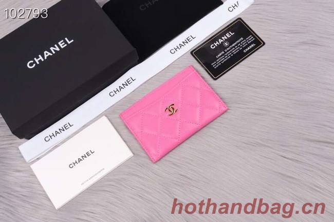 Chanel classic card holder Grained Calfskin & Gold-Tone Metal A31510 rose