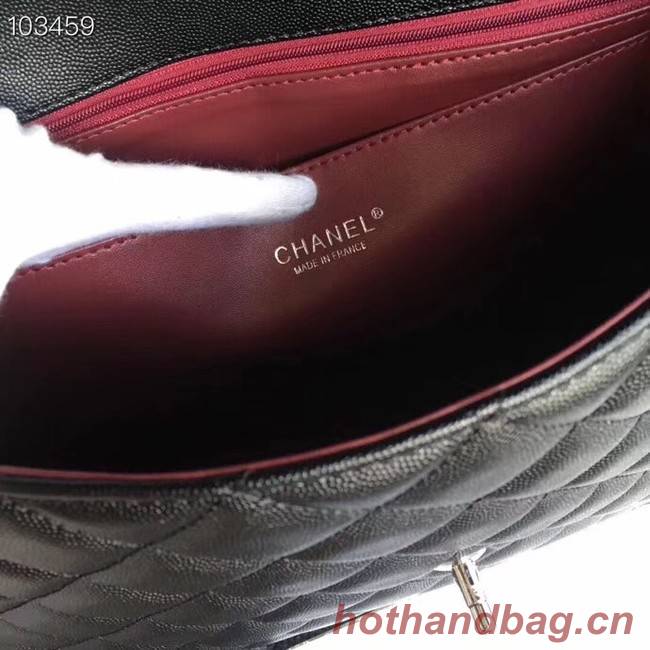 Chanel Grained Calfskin & Silver-Tone Metal A91869 Black