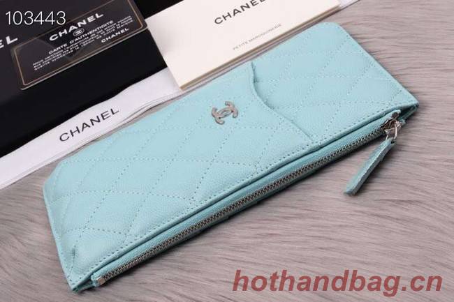 Chanel classic pouch Grained Calfskin& silver-Tone Metal A84402 light green