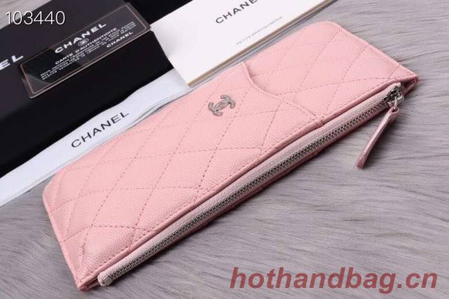 Chanel classic pouch Grained Calfskin& silver-Tone Metal A84402 pink