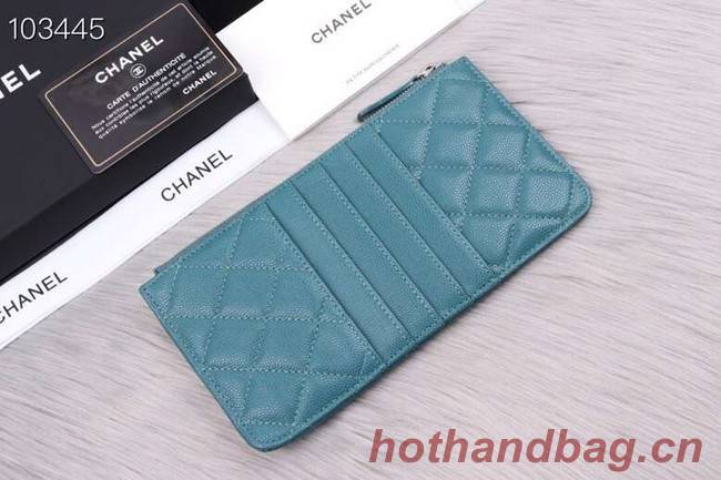Chanel classic pouch Grained Calfskin& silver-Tone Metal A84402 sky blue