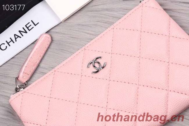 Chanel classic small pouch Grained Calfskin& silver-Tone Metal A82365 pink