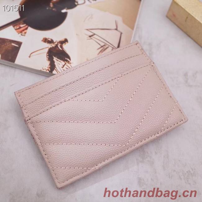 SAINT LAURENT Monogram leather card holder 88337 pink