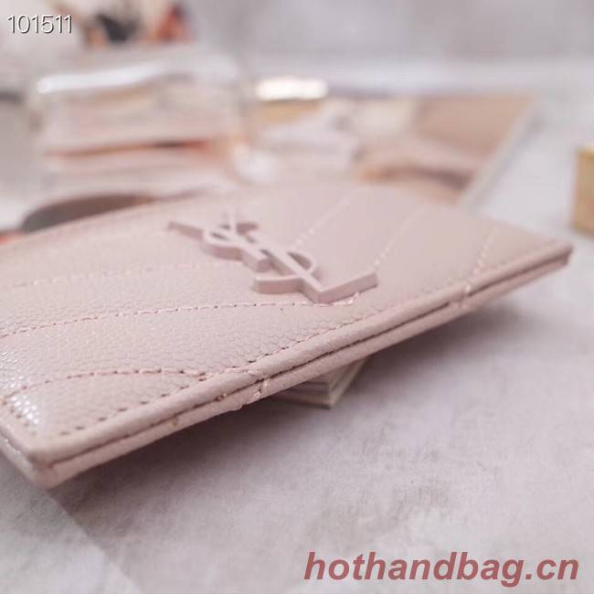 SAINT LAURENT Monogram leather card holder 88337 pink