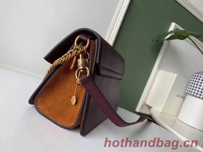 GIVENCHY GV3 leather and suede shoulder bag 9989 Burgundy