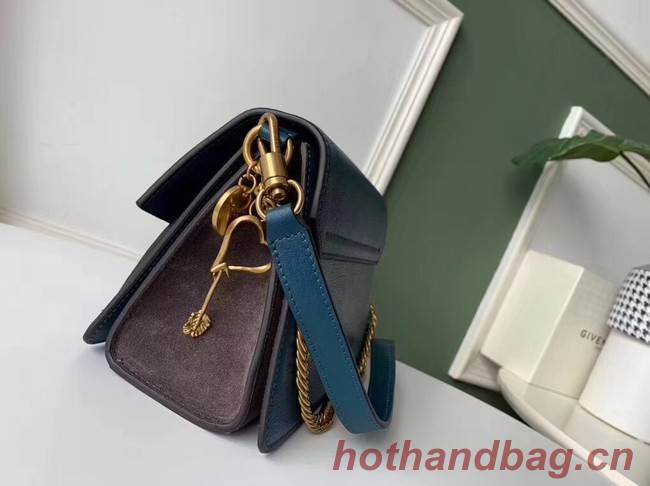 GIVENCHY GV3 leather and suede shoulder bag 9989 blue