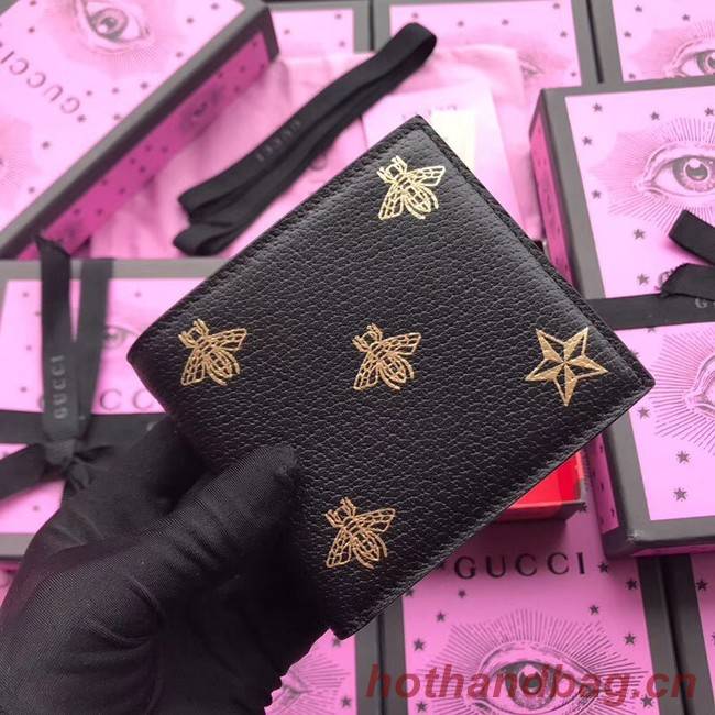 Gucci Bee Star leather bi-fold wallet 495055 black