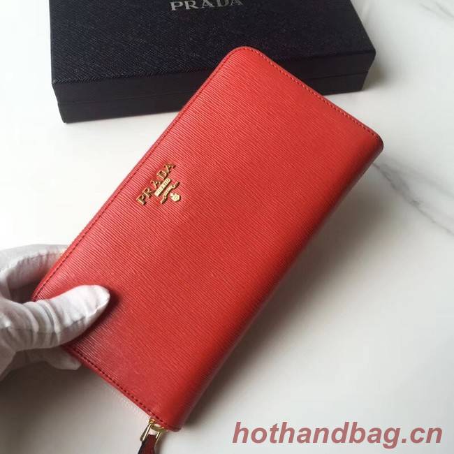 Prada Leather Large Zippy Wallets 1ML505 red