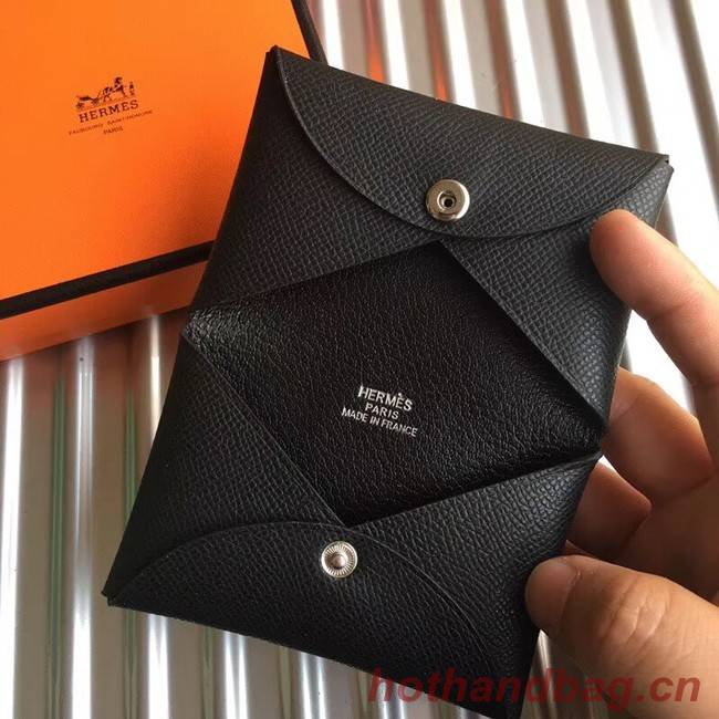 Hermes Bastia Epsom card case H0369 black