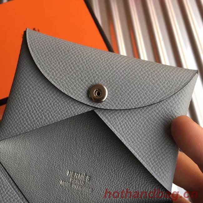 Hermes Bastia Epsom card case H0369 grey
