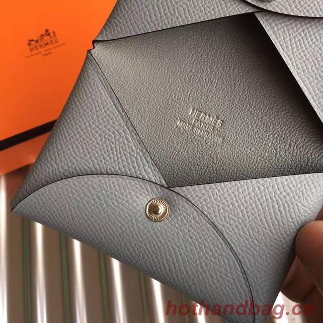 Hermes Bastia Epsom card case H0369 grey