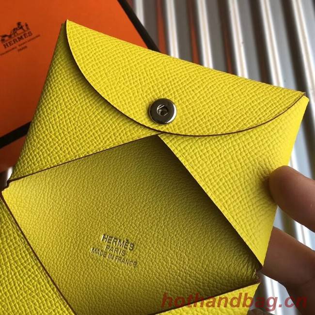 Hermes Bastia Epsom card case H0369 lemon