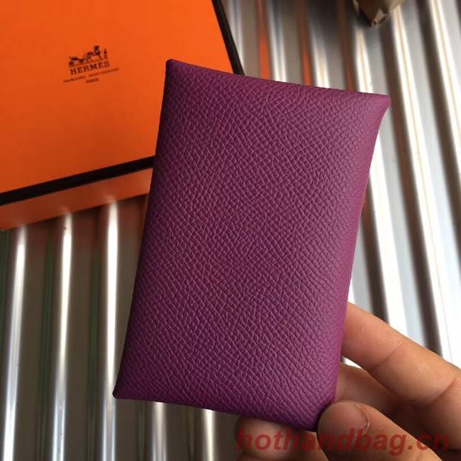 Hermes Bastia Epsom card case H0369 purple