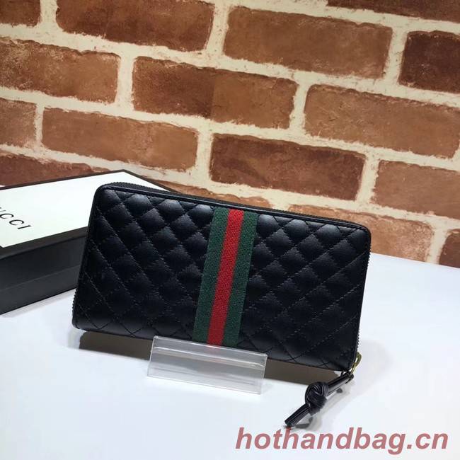 Gucci Leather zip around wallet with Double G 536450 Black