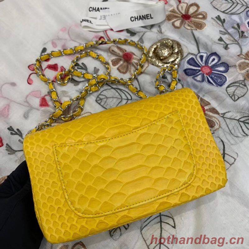 Chanel Mini Flap Bag Original Python & Gold-Tone Metal A69900 Yellow