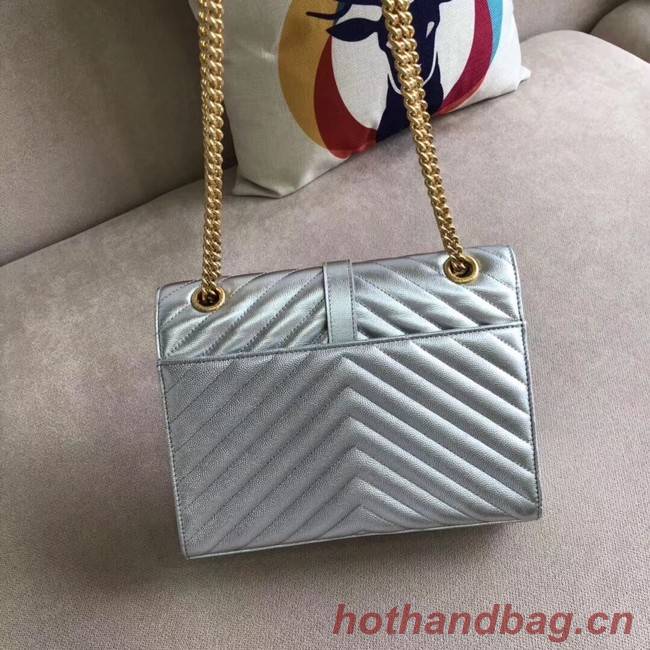YSL Flap Bag Calfskin Leather 428134 silver