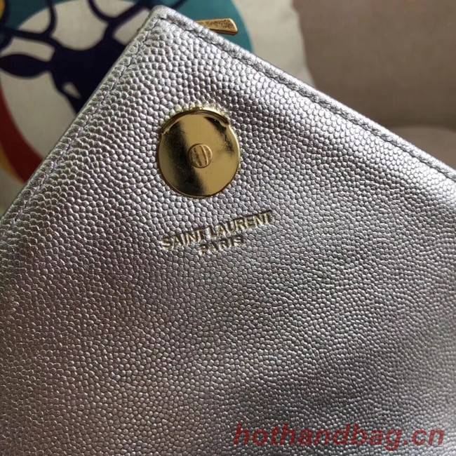YSL Flap Bag Calfskin Leather 428134 silver