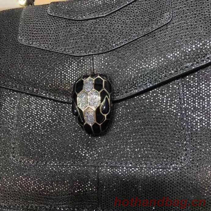 BVLGARI Serpenti Forever metallic-leather shoulder bag 058962 Black