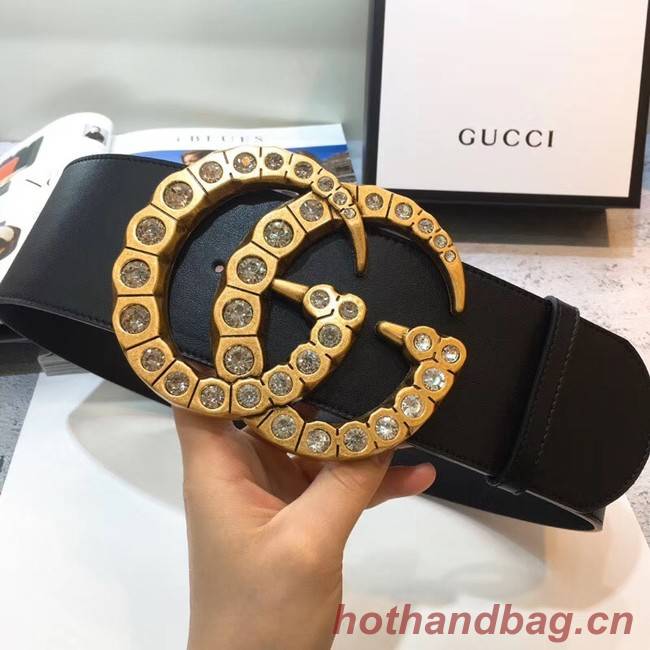 Gucci Wide leather with crystal Double G buckle 550110 black