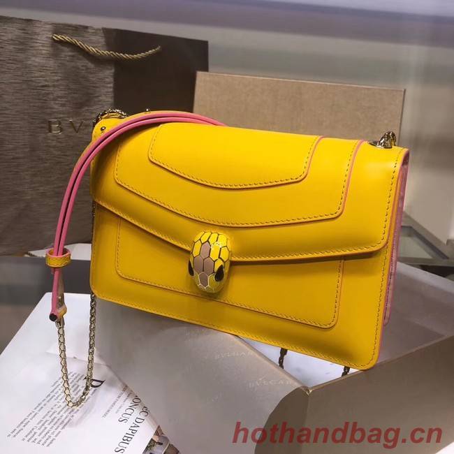 BVLGARI Serpenti Forever metallic-leather shoulder bag 39174 yellow
