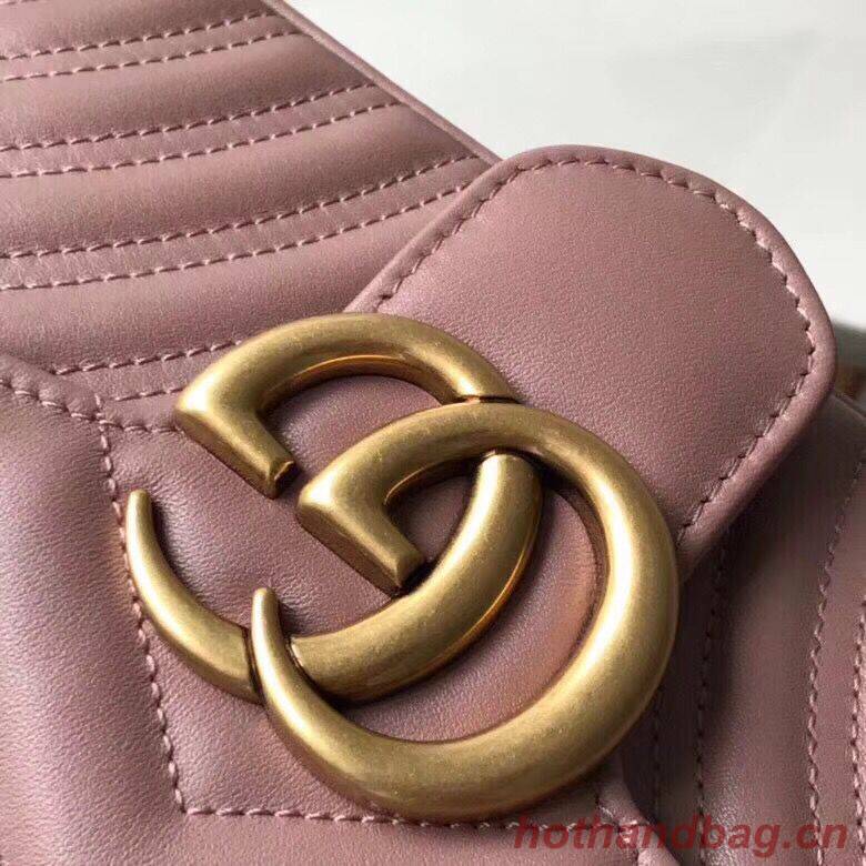 Gucci GG Marmont Original Leather small matelasse shoulder bag 443497 pink 