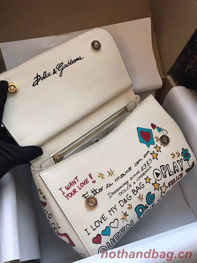 Dolce & Gabbana SICILY Bag Calfskin Leather 4136-4 white