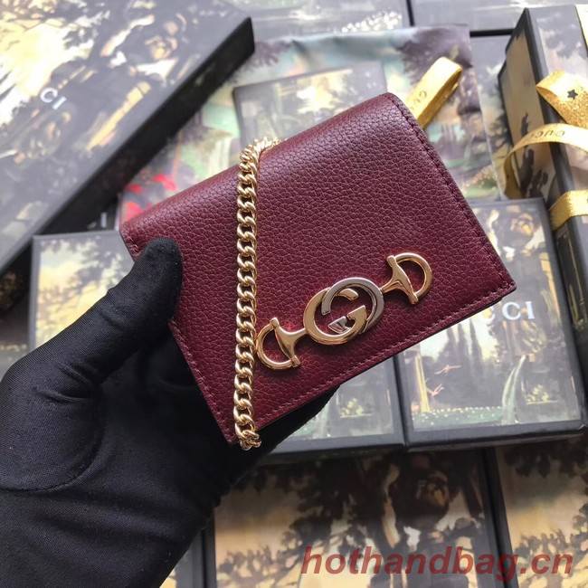 Gucci Zumi Card Holder 570660 Bordeaux