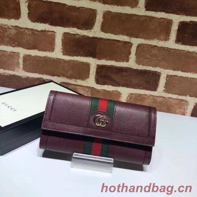 Gucci Ophidia leather wallet 523153 Wine