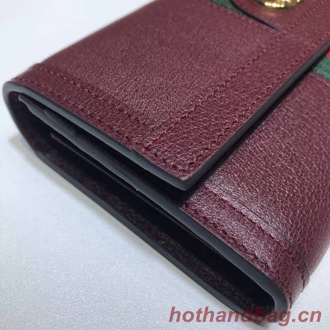 Gucci Ophidia leather wallet 523153 Wine