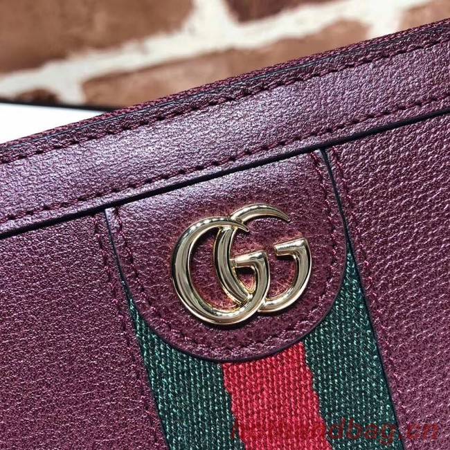 Gucci Ophidia leather zip wallet 523154 Wine