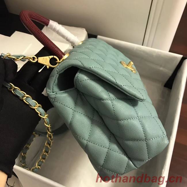 Chanel Small Flap Bag with Top Handle A92991 green
