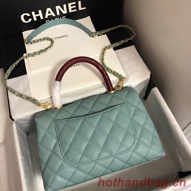 Chanel Small Flap Bag with Top Handle A92991 green