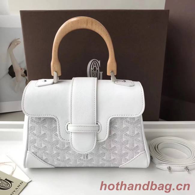 Goyard Calfskin Leather Mini Tote Bag 9955 white