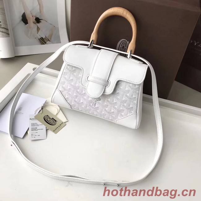 Goyard Calfskin Leather Mini Tote Bag 9955 white