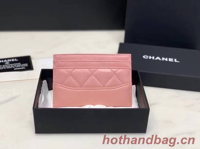 Chanel classic card holder Calfskin & Gold-Tone Metal A31510 pink
