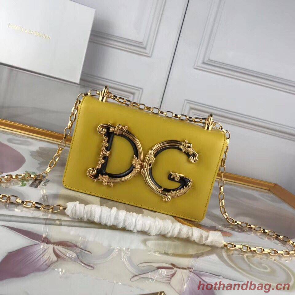Dolce & Gabbana Original Leather Shoulder Bag BB6315 Yellow