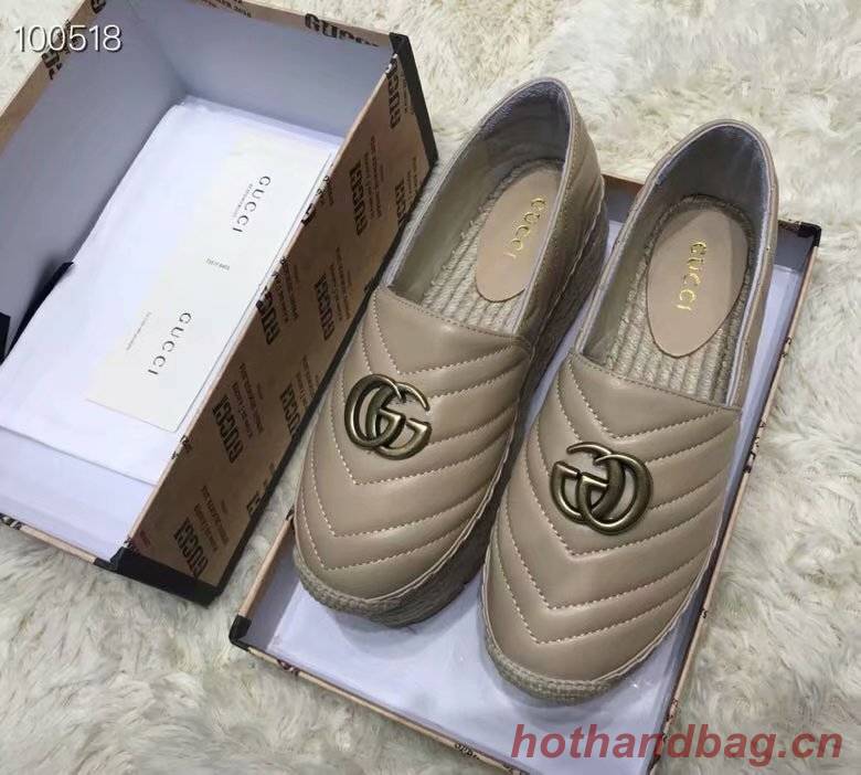 Gucci Chevron leather espadrille with Double G GG1507LRF Dusty pink