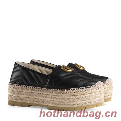 Gucci Chevron leather espadrille with Double G GG1507LRF black